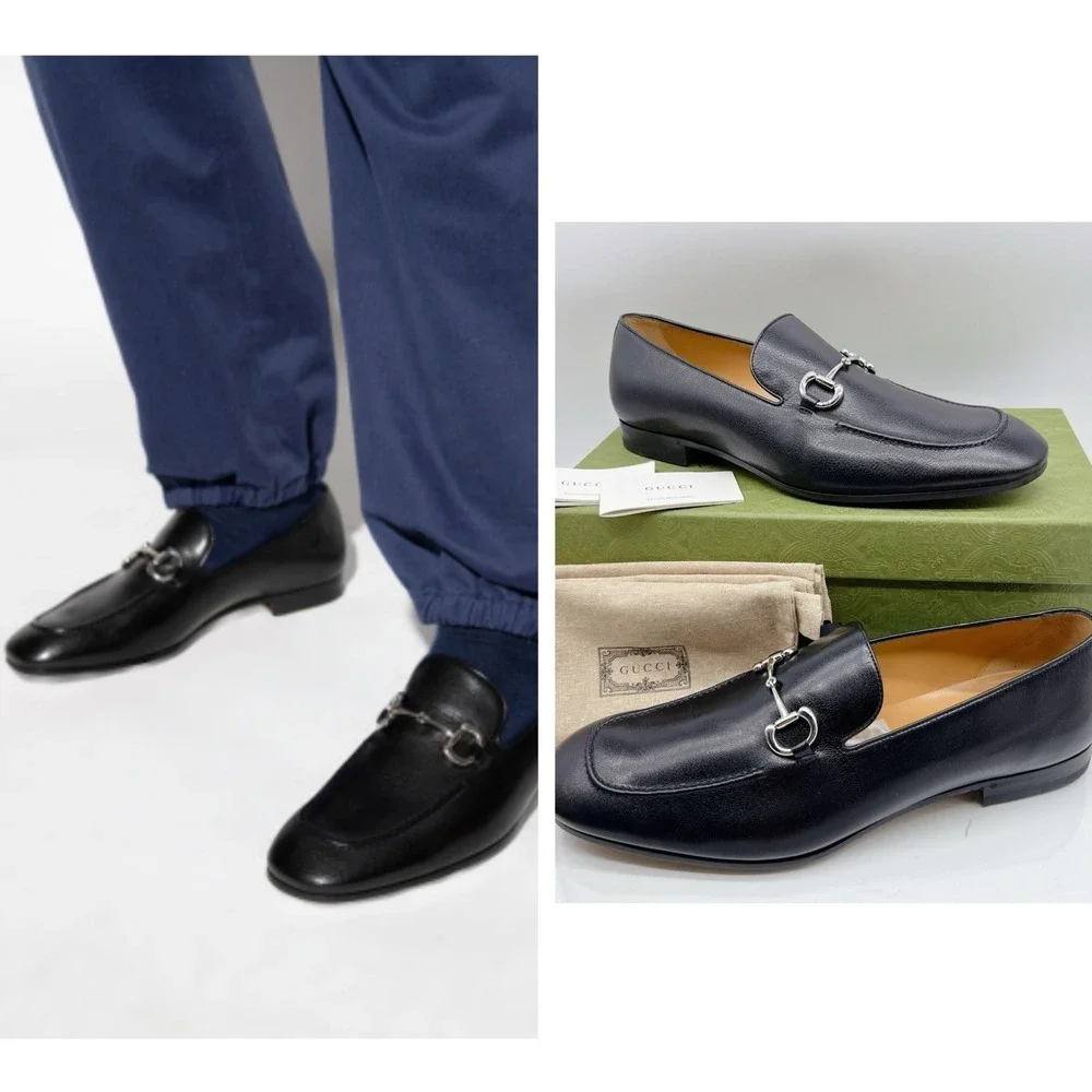 GUCCI BLACK LEATHER SLIP-ON HORSEBIT LOAFER Mens UK 13 US 13.5 -Authentic- New